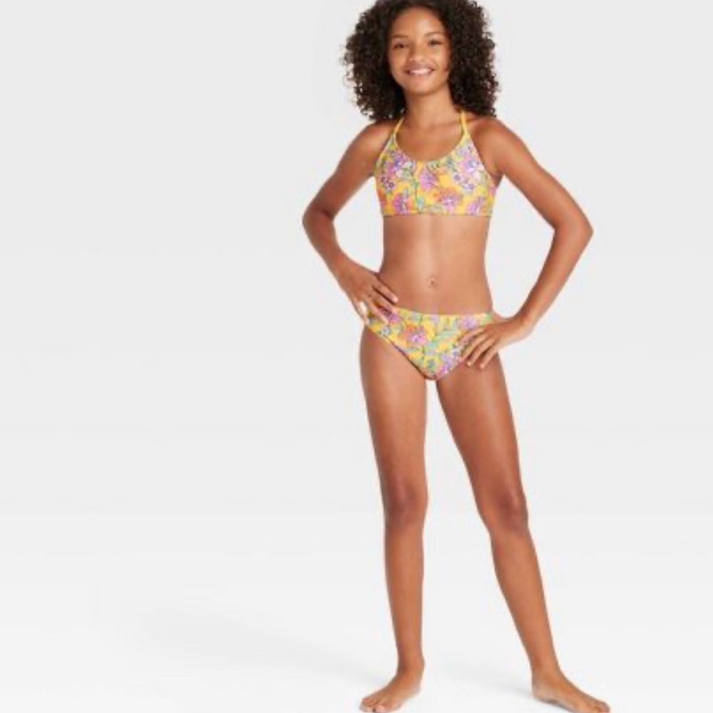 Girls' 2pc Top-Bottom  Retro Surf Swimwear  - art class